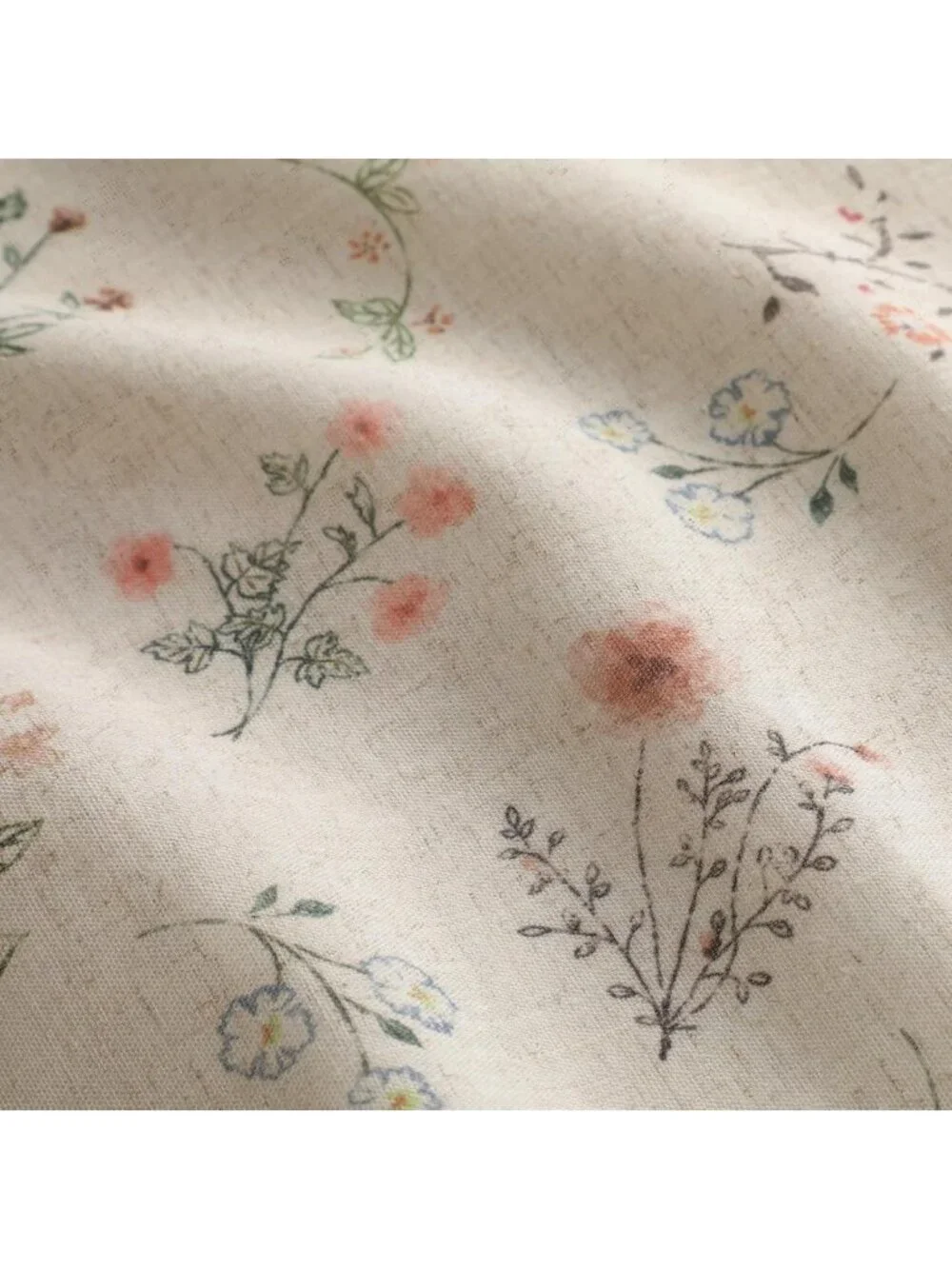 Boho Floral 100% Blackout Curtains - 84 Inch Linen Texture, 2 Panels for Privacy